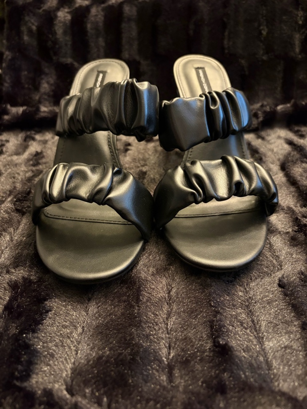 French Connection Crystal Ruched Mules